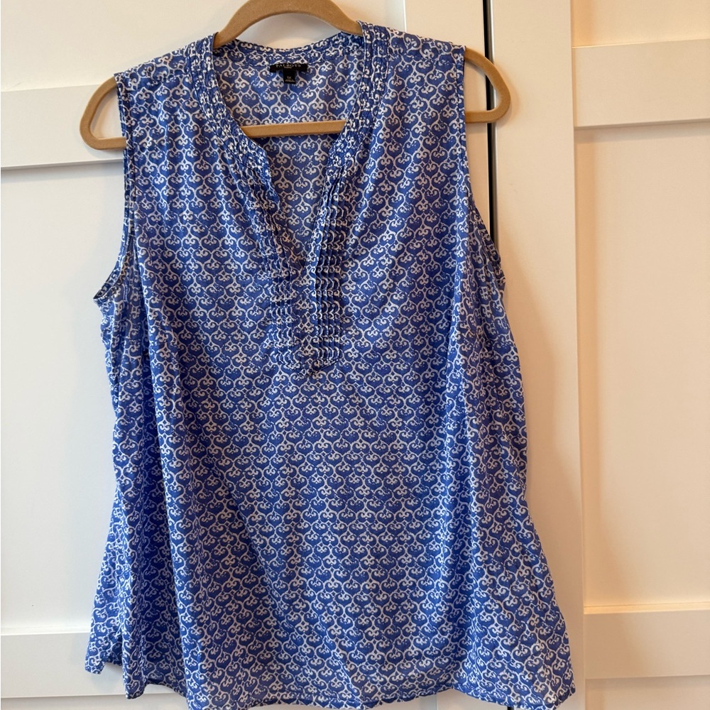 Talbots Blue and White Patterned Tank Top